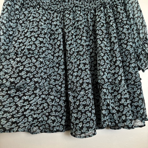 Torrid Mini Lurex Chiffon Tiered Mini Dress Size 0/L (12) NEW Floral Deep Black - Picture 7 of 12